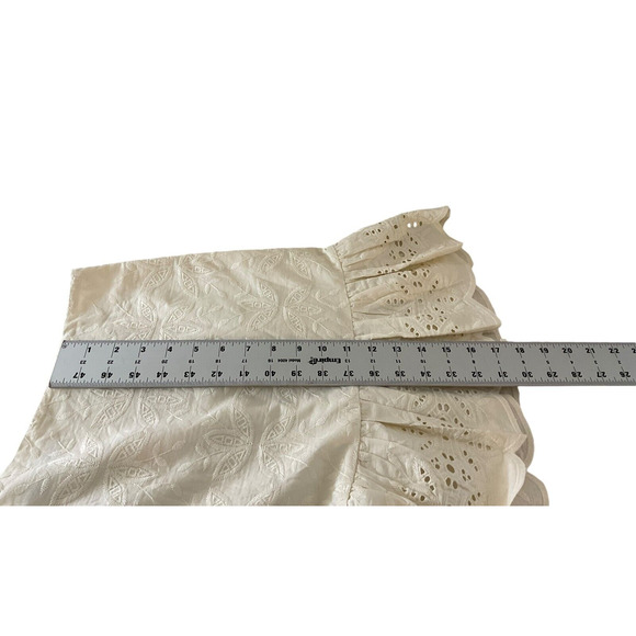 NWT Express Women’s 14 White Embroidered Skirt Ruffle Hem Cotton Side Zip New - Picture 5 of 12